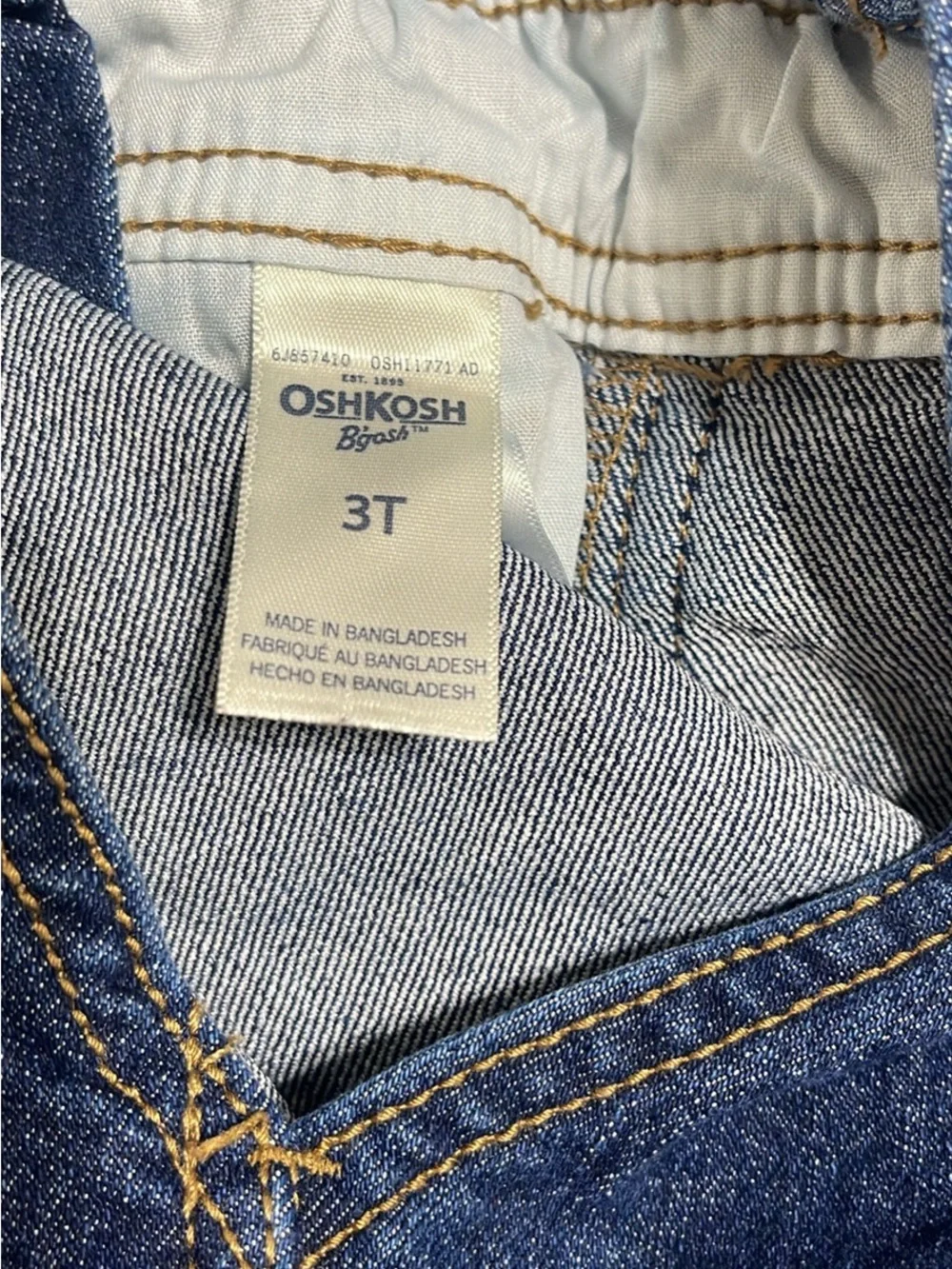 OshKosh B'gosh Dark Blue Denim Overalls with Red Plaid Cuff - Kids